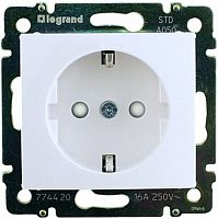 Розетка с заземлением без рамки Legrand Valena 1-м. шторки белый картинка